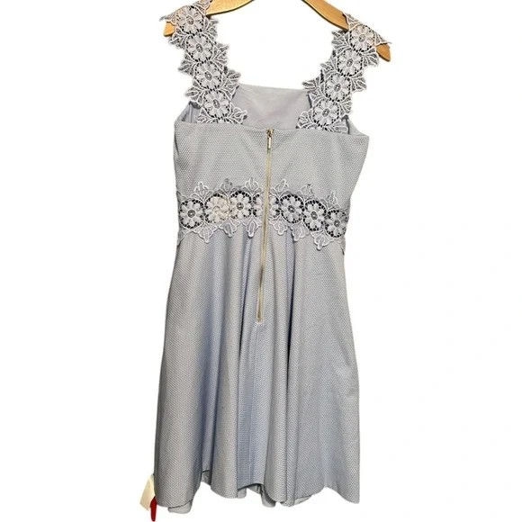 Ted Baker Women’s Size 3 M 8 Cornflower Blue Monaa Lace Trim Fit & Flare Dress